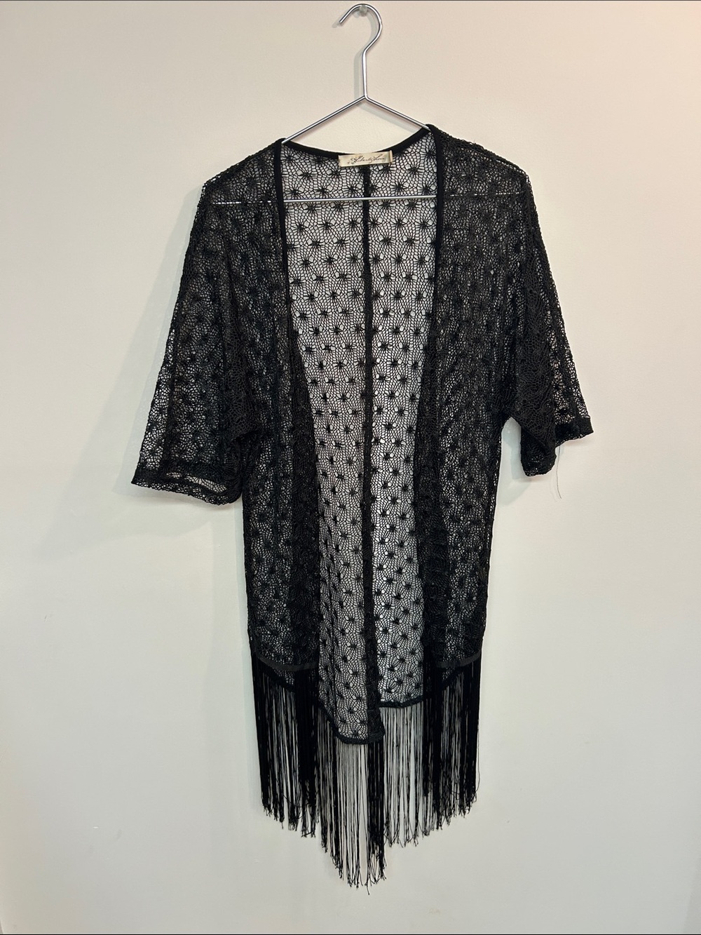 Liberty Love Black Sheer Fringe Swim Coverup